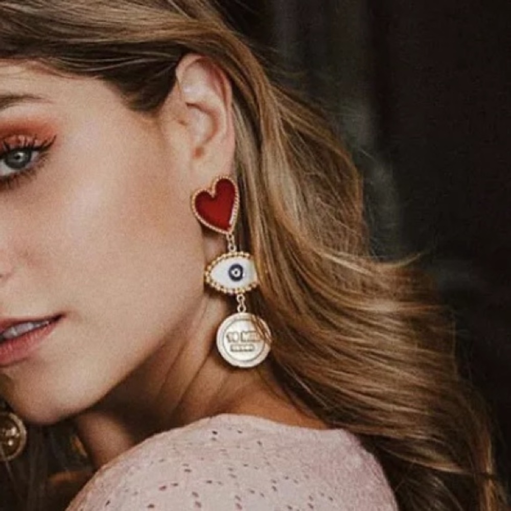 Heart Evil Eye Dangles